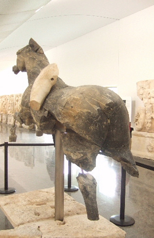 fragment of horse from temple
